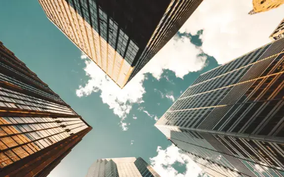 Low angle view of skyscrapers in NYC